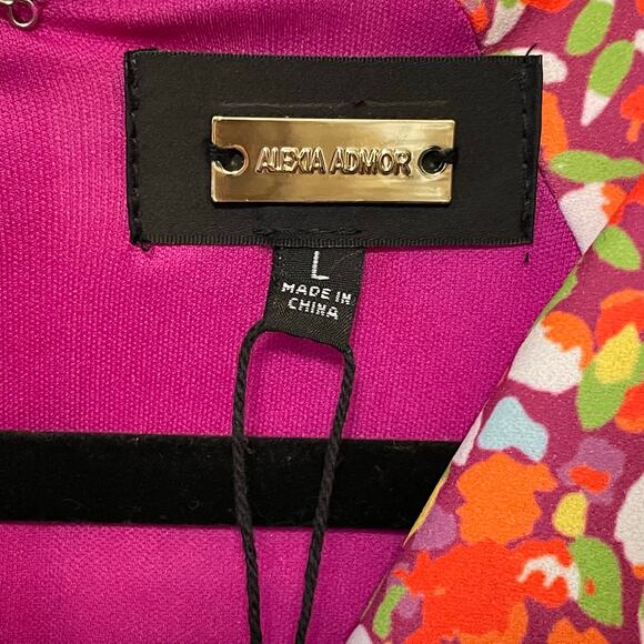 Alexia Admor NWT L floral dress summer orange maxi AOP Corpcore workwear green - Picture 4 of 8